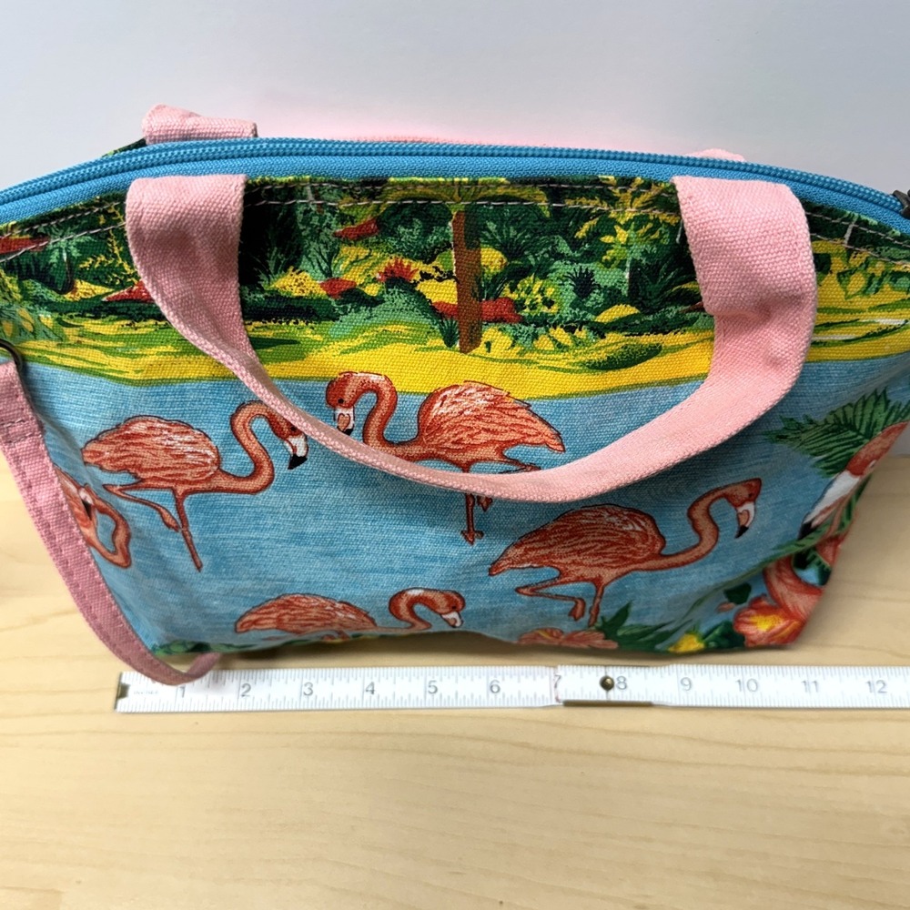 Paul Brent Coastal Life Tropical Flamingos Canvas Small Tote Crossbody Bag Zip - Picture 6 of 12